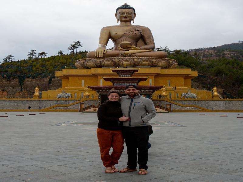 In front of the Buddha