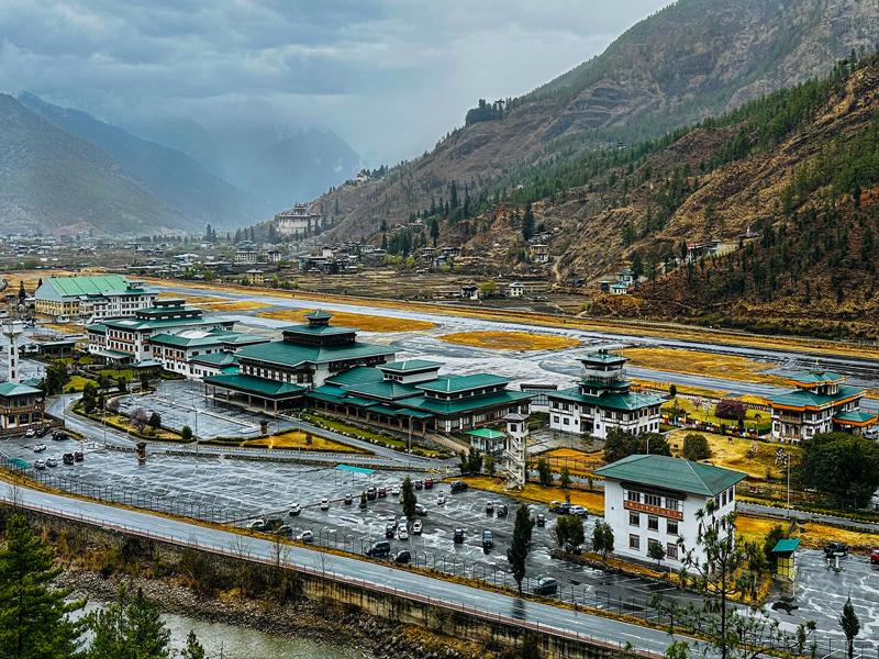 Paro airport from above