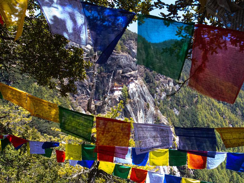 Tiger's Nest with prayer flags