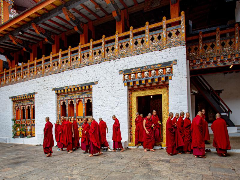 Monks finishing prayer