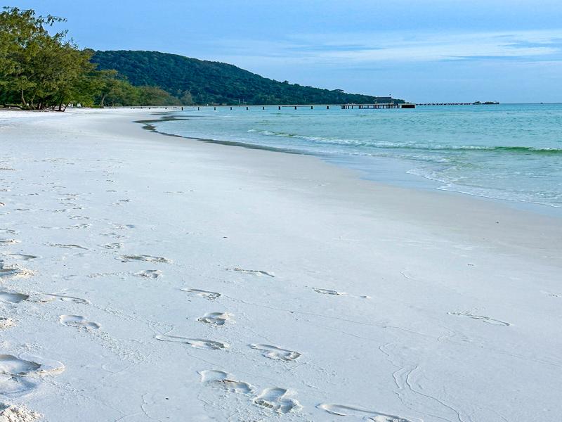 The pristine beach by our hotel