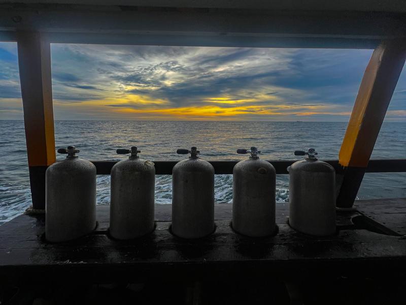 Afternoon dive, so sunset views on the return