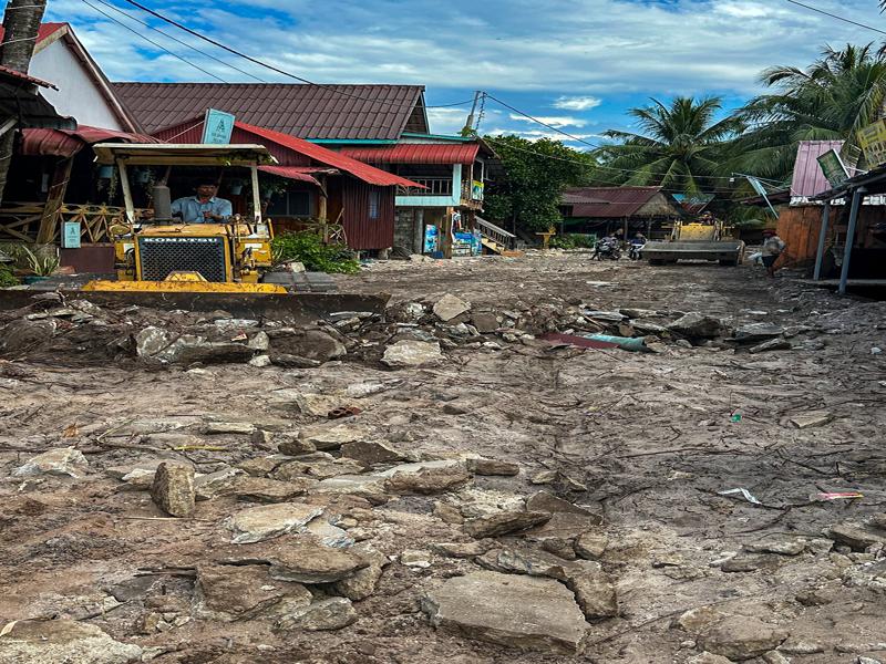 They were busy rebuilding the road in the village