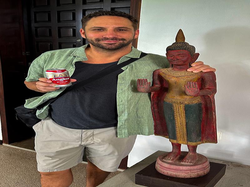 Checking into our room in Siem Reap