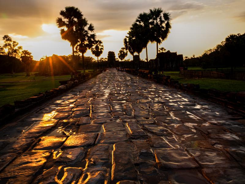 Walkway to Angkor Wat after the rain