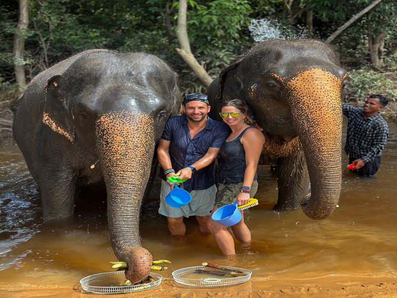 Getting wet in the river