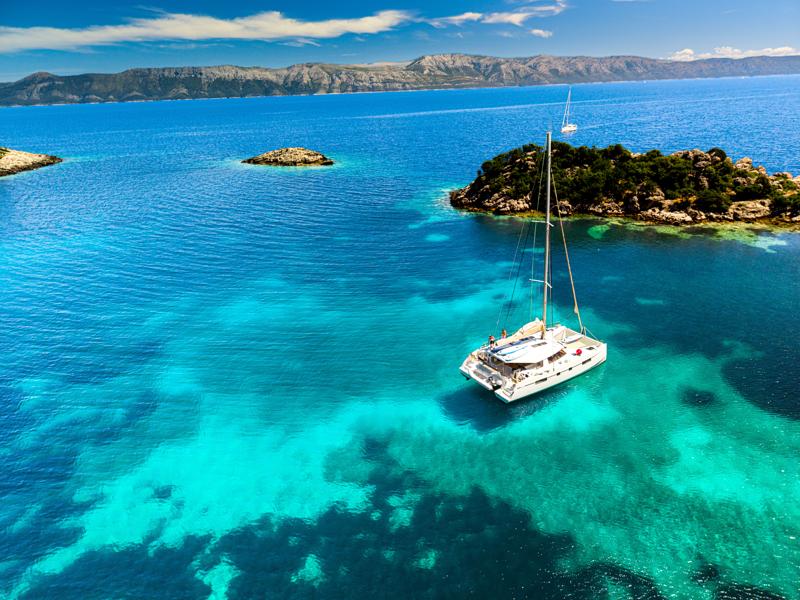 Our catamaran in the amazing Elaphiti Islands