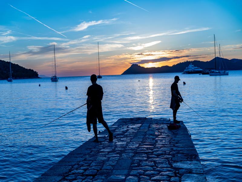 Fisherman at sunset on Lopud