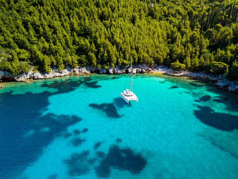 Swimming break in a secluded bay