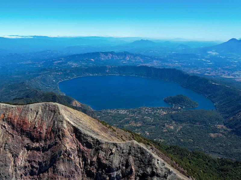 Coatepeque Lake seen from the top of Santa Ana volcano