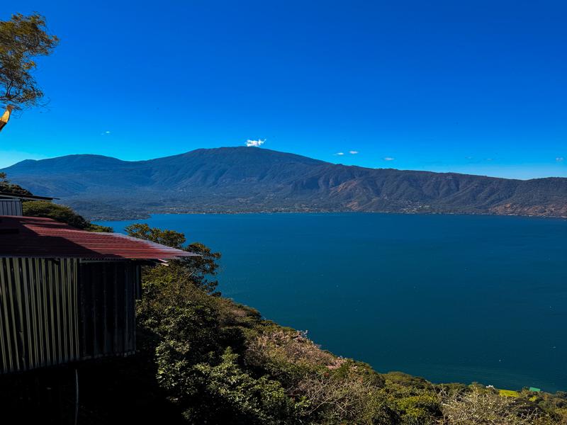 View of Coatepeque Lake from the lookout on the road
