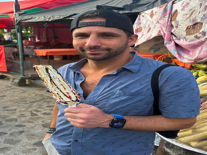 Elote loco, street corn with lots of toppings