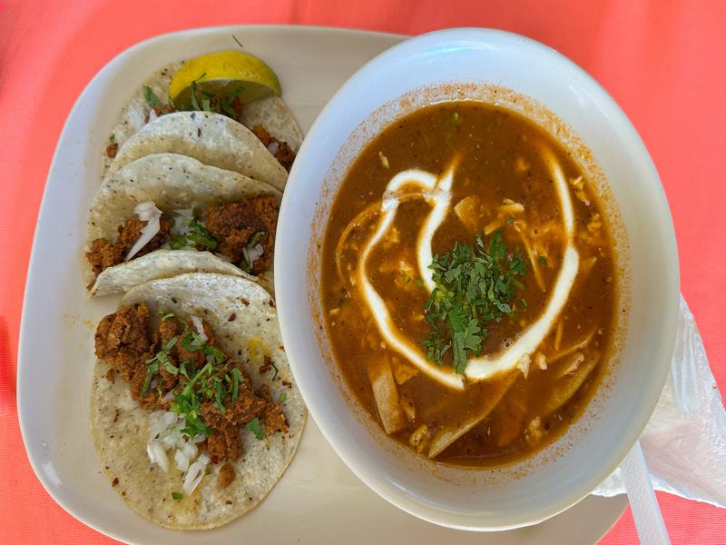 Tacos and tortilla soup for lunch