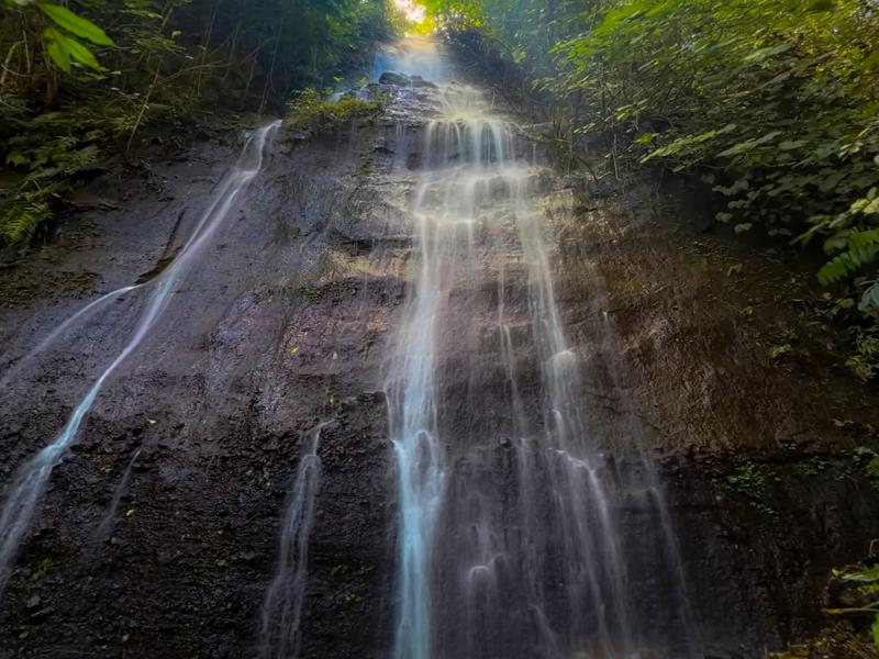 Looking up the waterfall