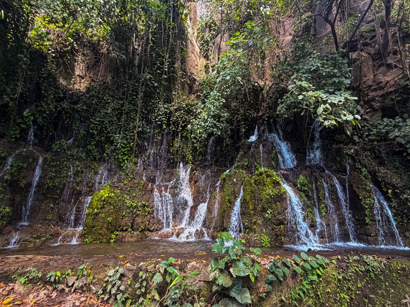Wall of cascades, where the water comes out of the rock