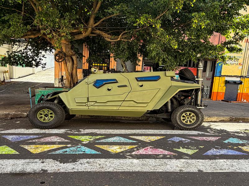 Modern police tanks on the street