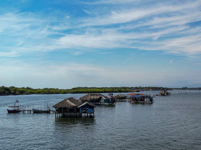 Drone footage of the restaurants