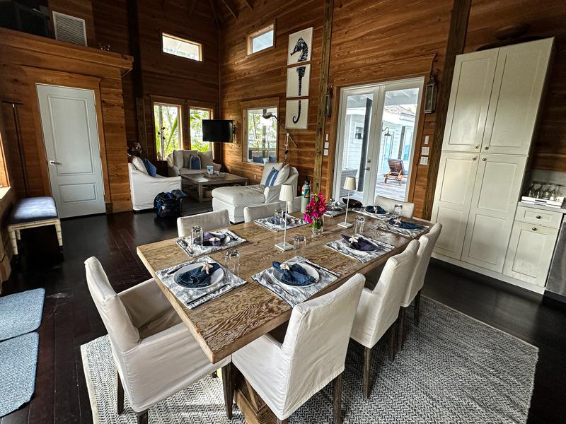 Dining and living area of rental house