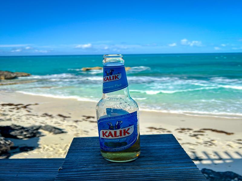 Beer at Tropic Breeze lunch, Little Exuma