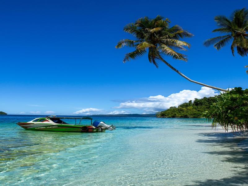 Our boat parked on the beach