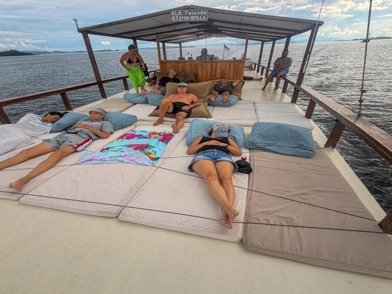 Relaxing on the upper deck after 3 dives