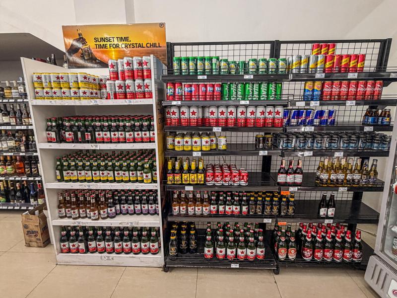 Lots of beer in the store here, tourist town