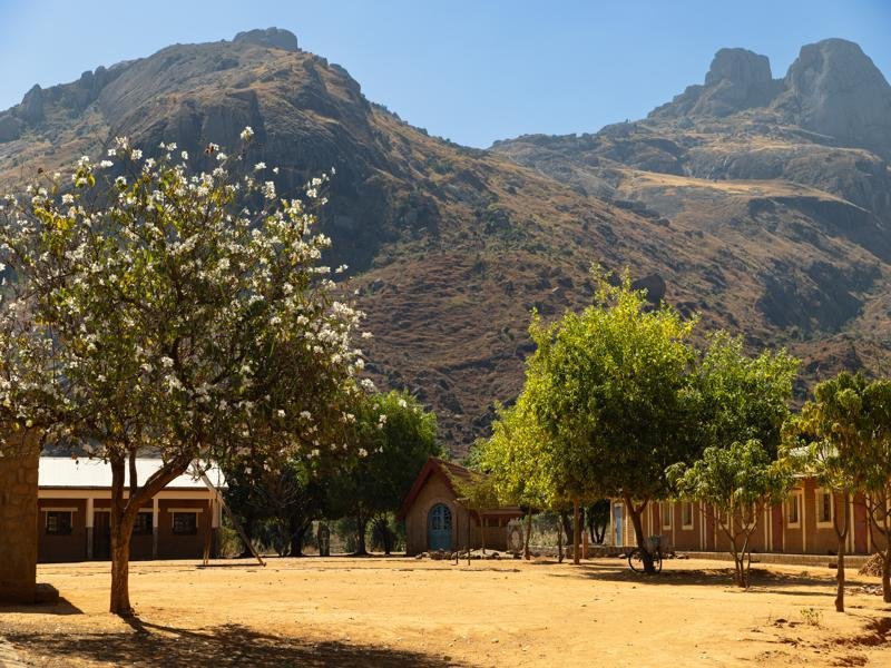 Small town school and church