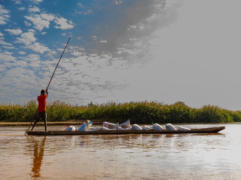 The river is used to transport, as there are not many roads in the area