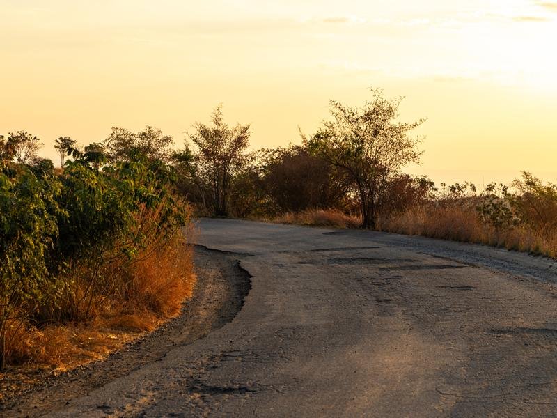 Sunset on the road