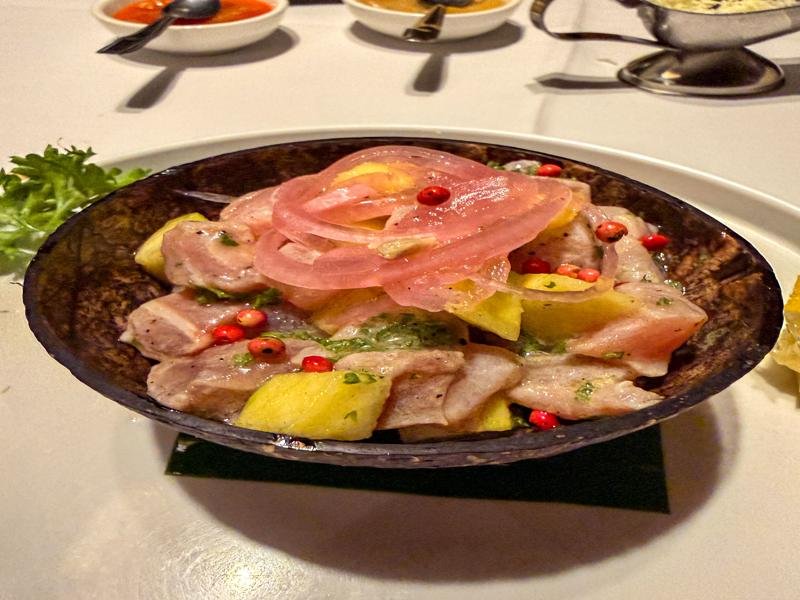 Ceviche at dinner