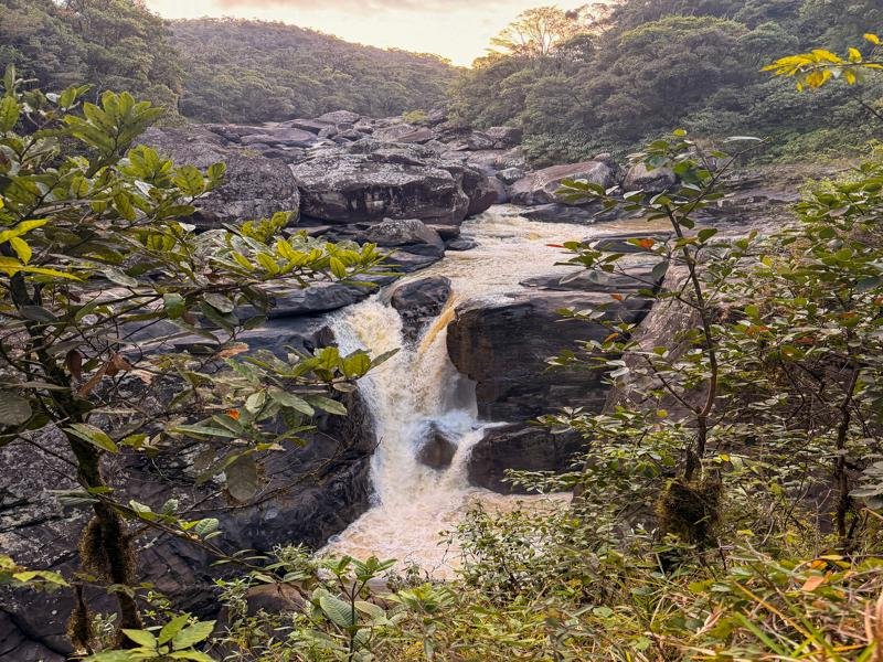 Large waterfall along the road