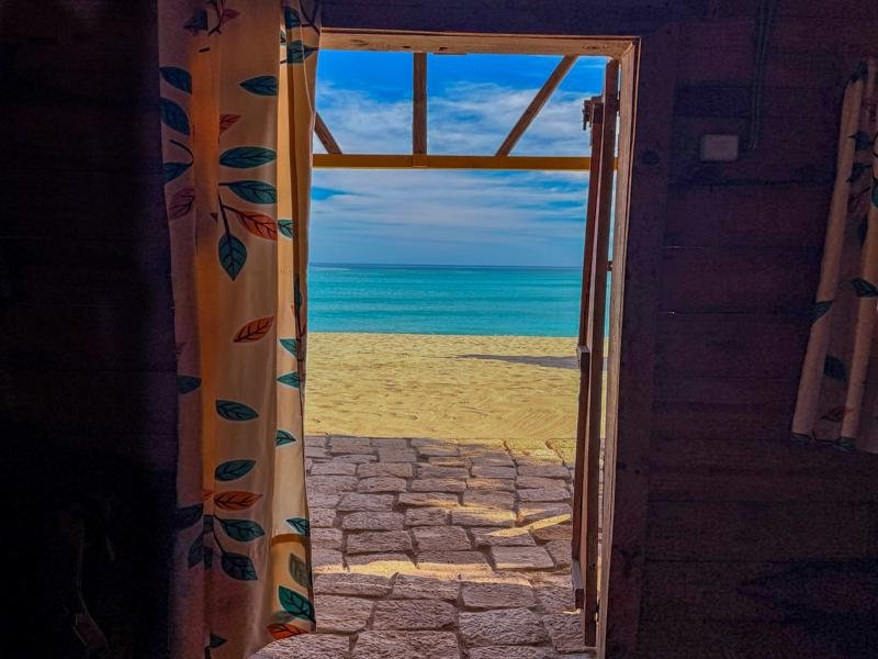 Looking out of the bungalow