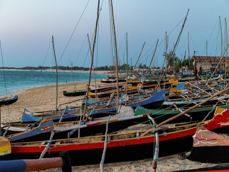 Boats lined up on the beach