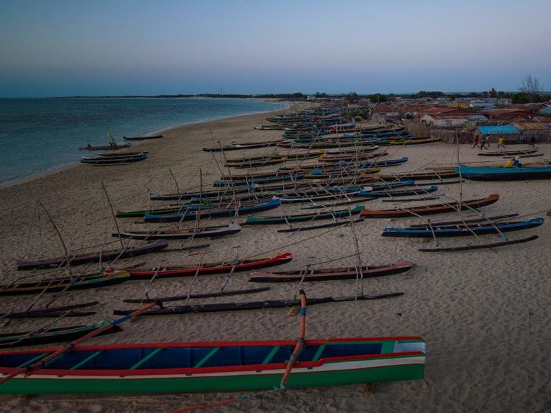 Boats lined up on the beach