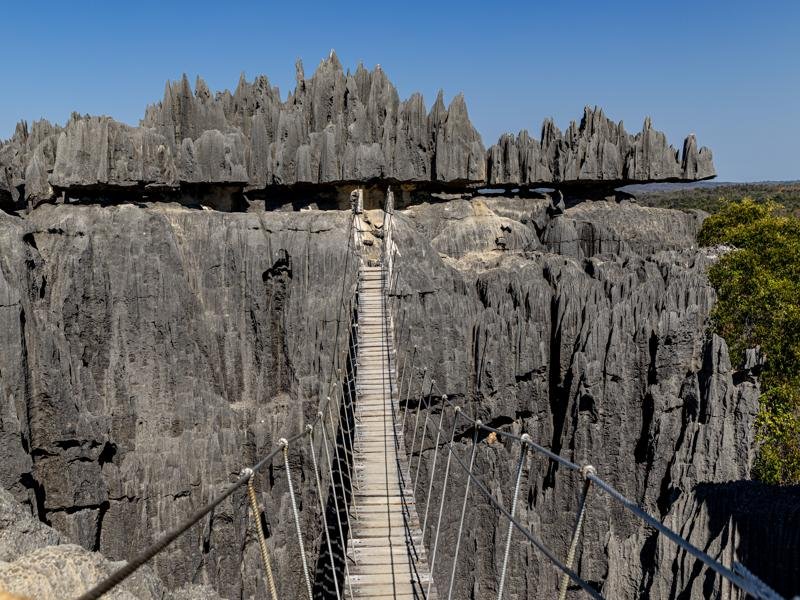 The famous bridge in Tsingy NP
