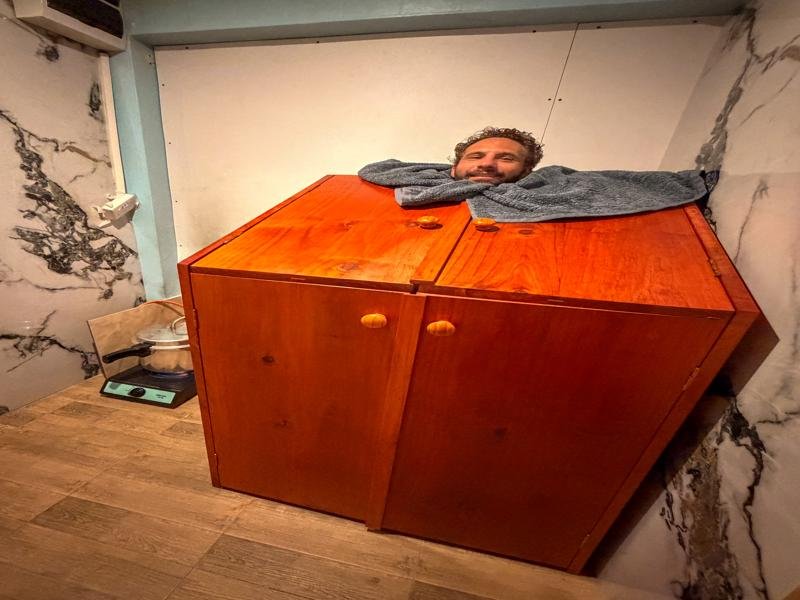 Suffering through the sweat box!