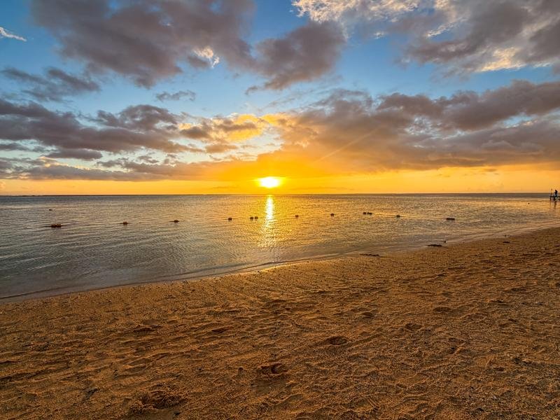 Swimming area at sunset