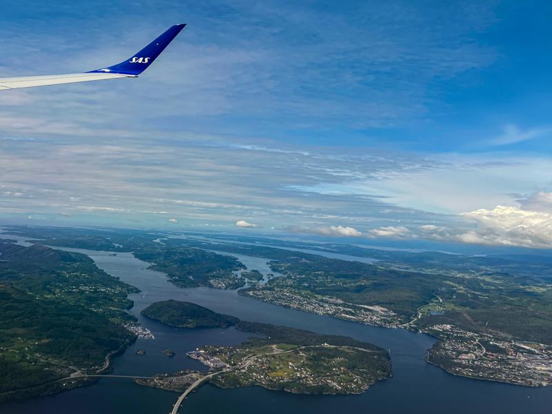 Flying in to Bergen, Norway