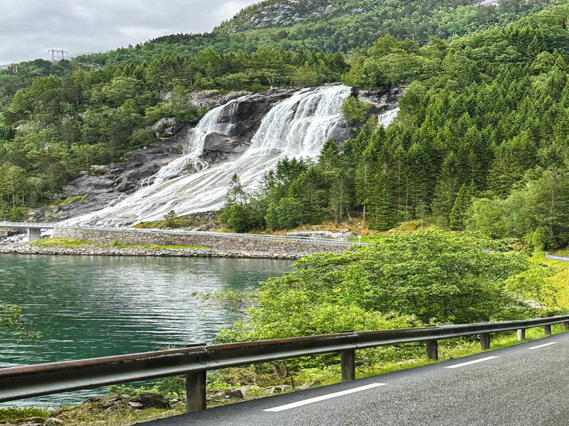 Waterfall near the road after the ferry