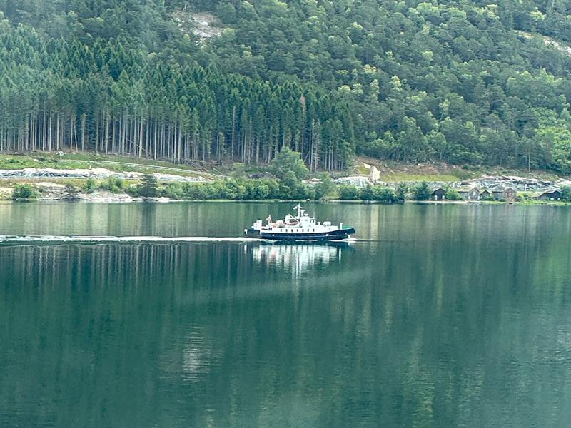Small ferry in the fjord