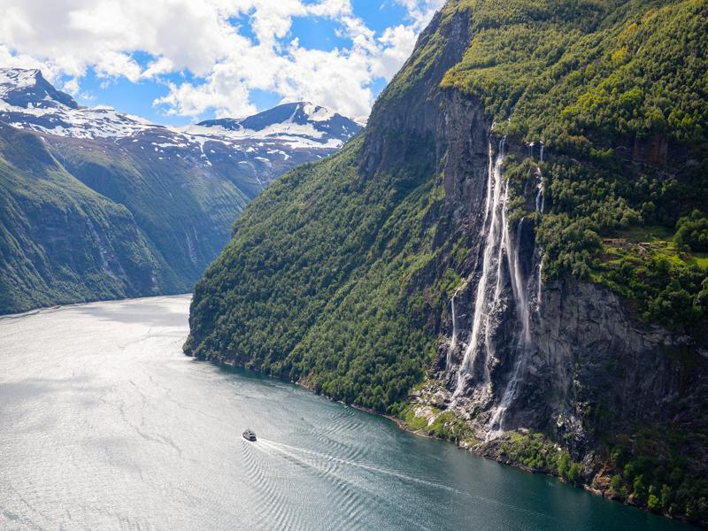 Seven sisters waterfall and fjord