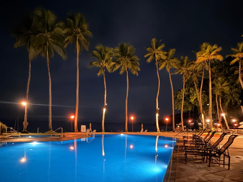 Hotel pool at night