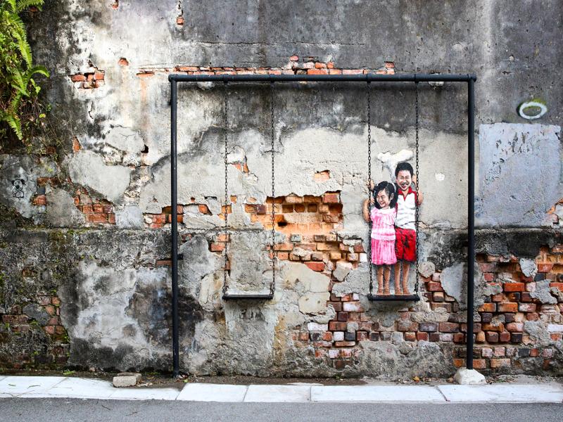 Street art with swings