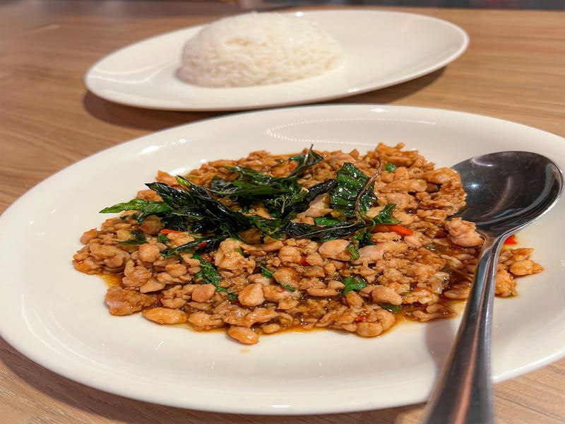 Pad Ka Pow at Thai restaurant for lunch