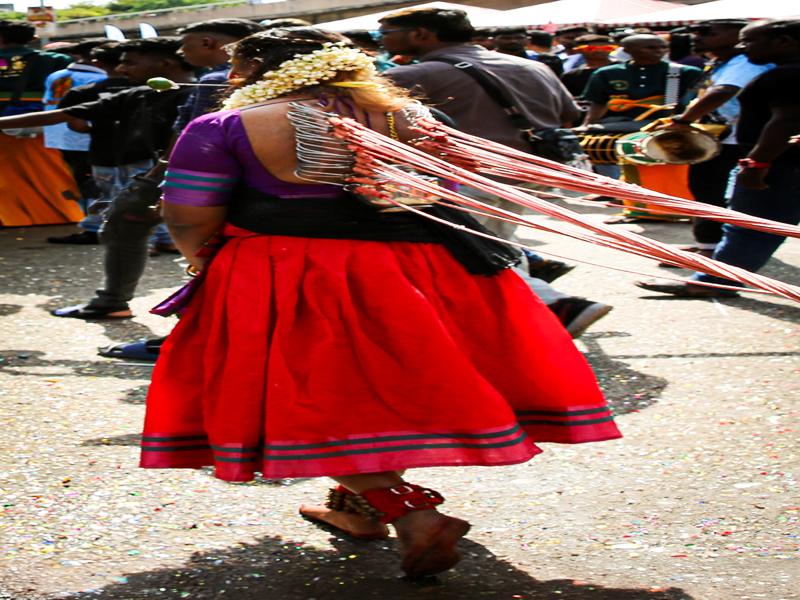 Devotees at the Thaipusam holiday at Batu Caves