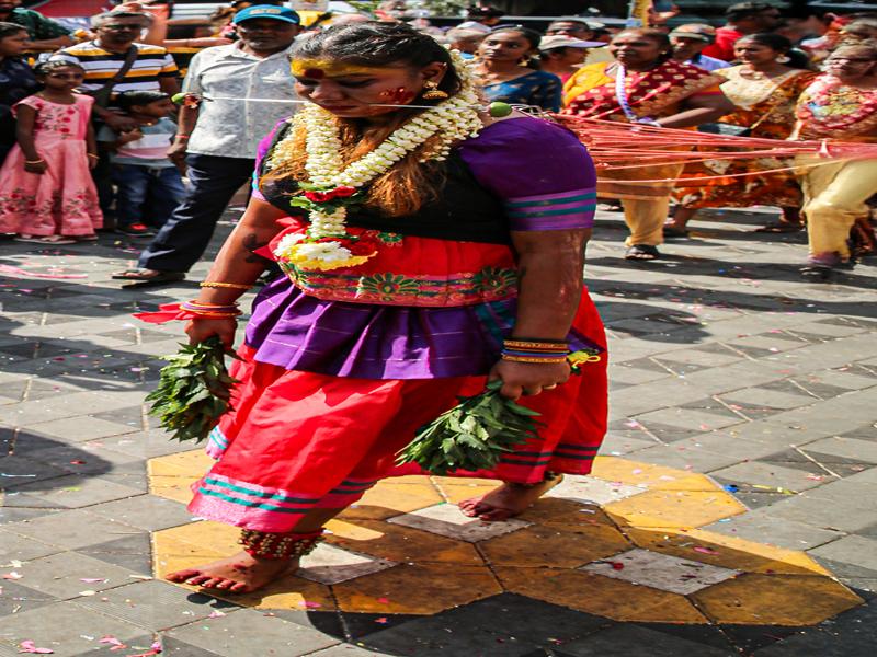 Devotees at the Thaipusam holiday at Batu Cave