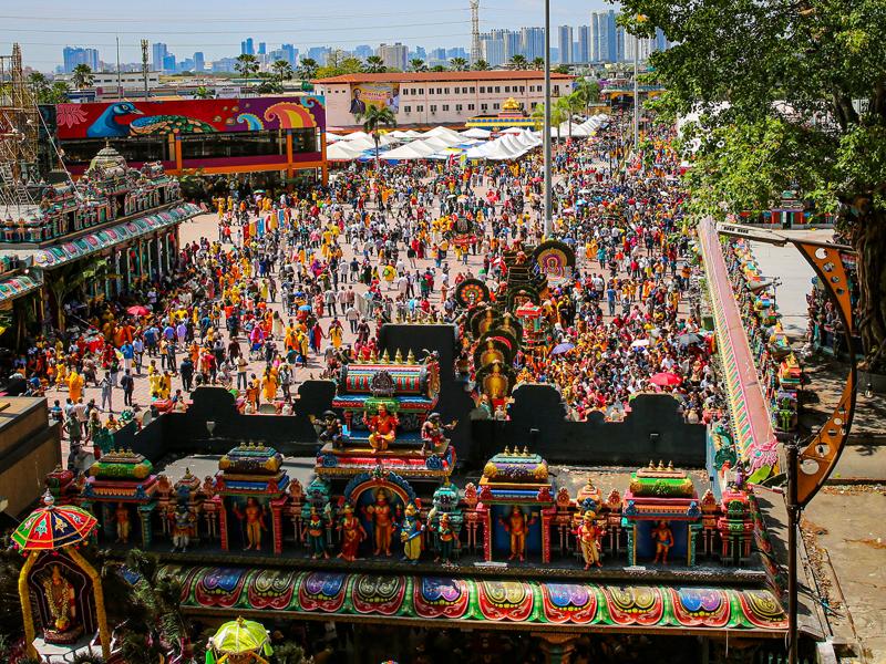 Crowds pouring in for Thaipusam