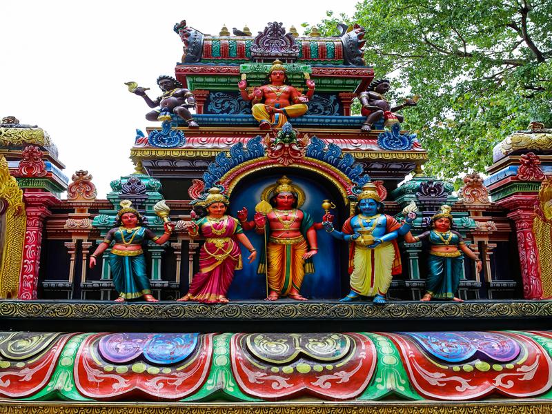 Intricate entrance to temple stairs