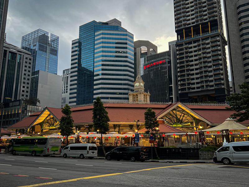 Lau Pa Sat food center from across the street