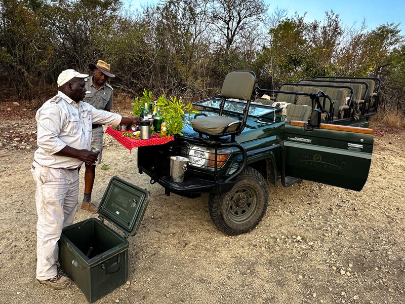 Setting up our sunset snacks and drinks